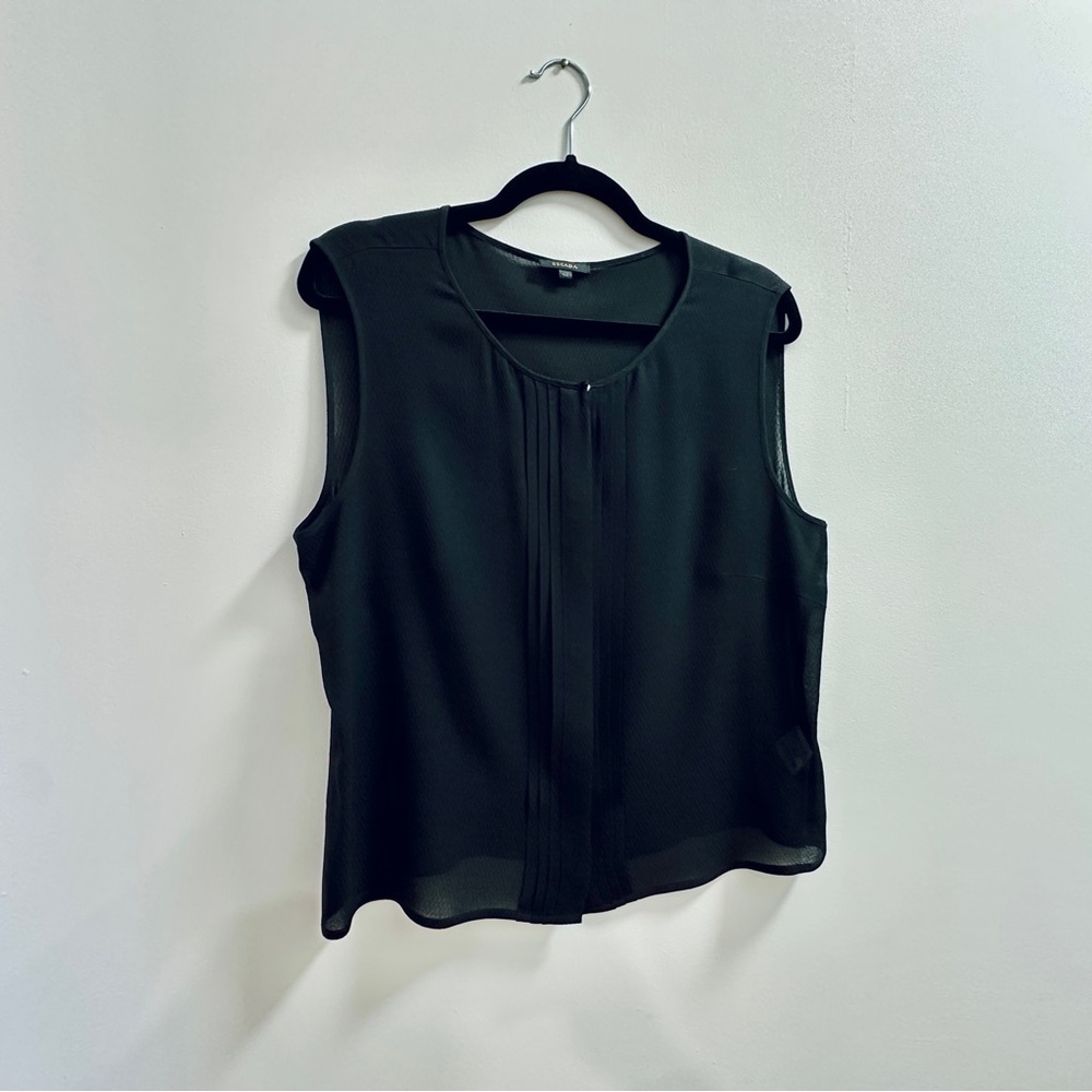 Escada Vintage Black Silk Sleeveless Top with button details - Picture 3 of 11
